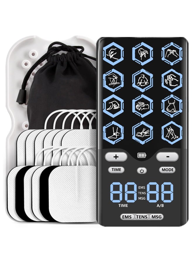 WALALLA TENS Unit Muscle Stimulator, EMS Massage Machine with 36 Intensities for Gradual Shoulder, Sciatica, Back Pain Relief, Muscle Recovery, 12 Modes Portable Dual Channel with 12 Electrodes Pads - Image 1